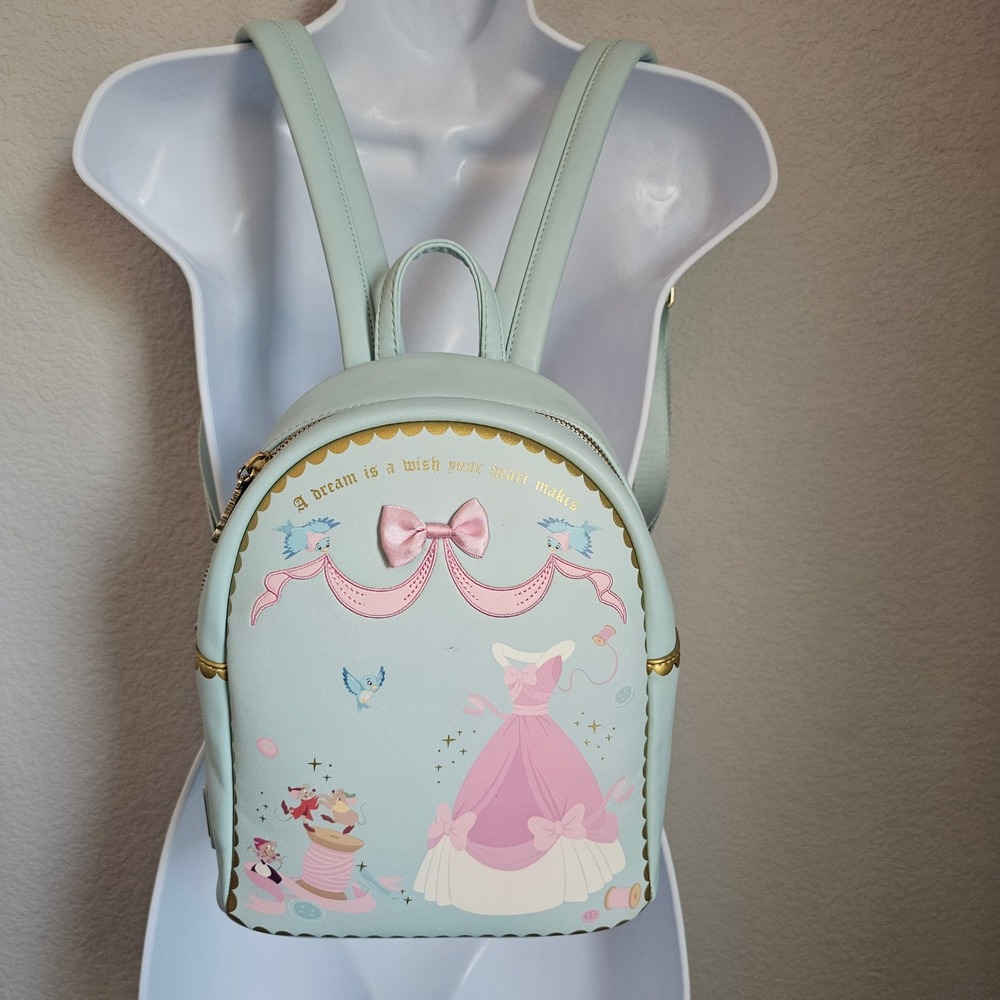 Loungefly Disney Cinderella 70th‎ Anniversary Mini Backpack Blue Pink Retired
